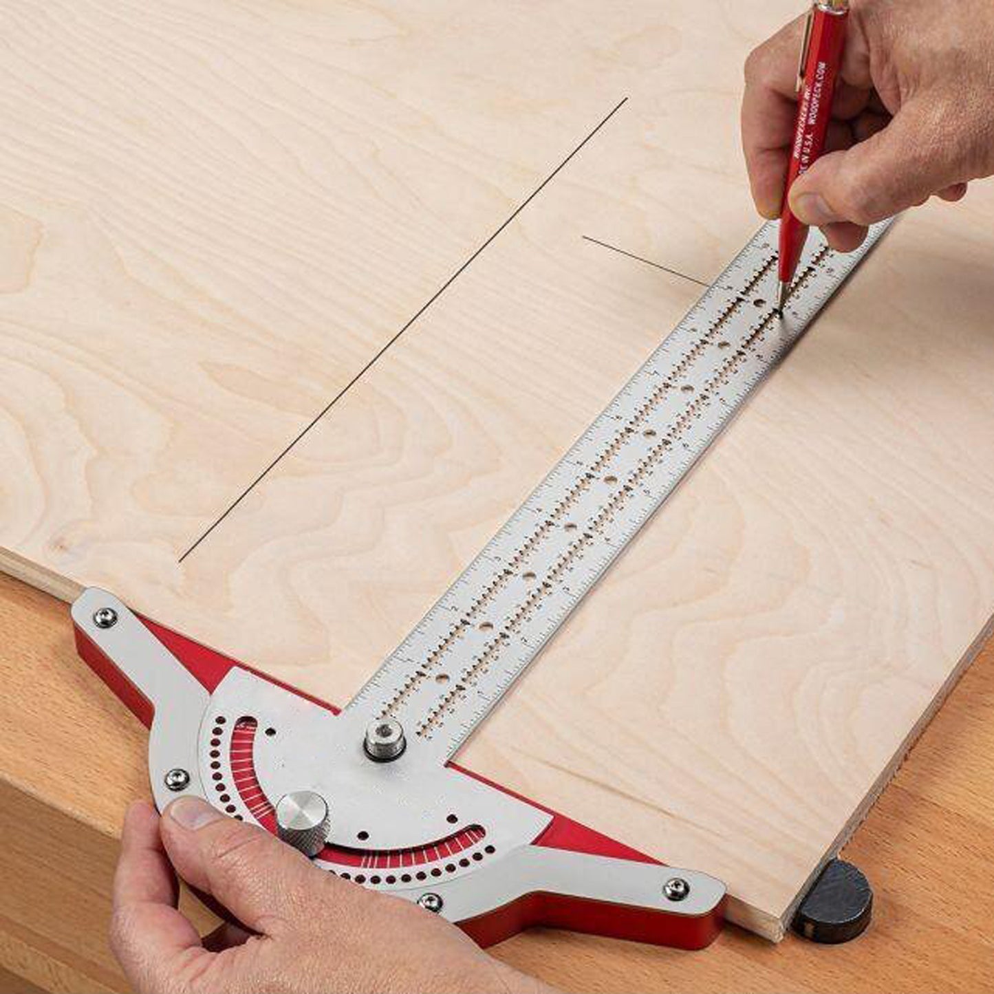 Woodworkers Edge Ruler Protractor Angle Protractor Two Arm Woodworking Ruler Measure Instruments Carpentry Tools