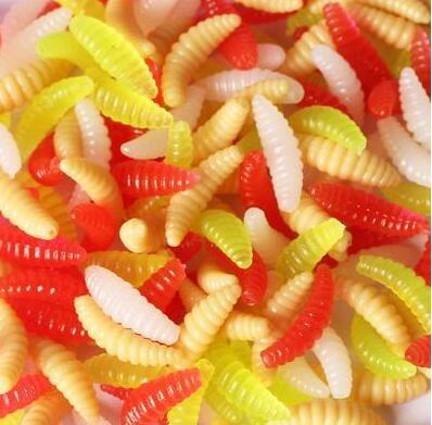 50pcs artificial soft maggot grub fishing lure