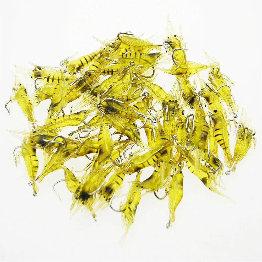 10Pcs/Lot Fishing Lure Lifelike Shrimp Soft Bait Silicone Artificial Bait Crayfish Baits Luminous Carp Fishing Lures with Hook