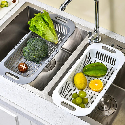 Kitchen Organizer Soap Sponge Holder Adjustable Vegetable Drain Basket Sink Rack Telescopic Drain Rack Kitchen Organizer Gadgets