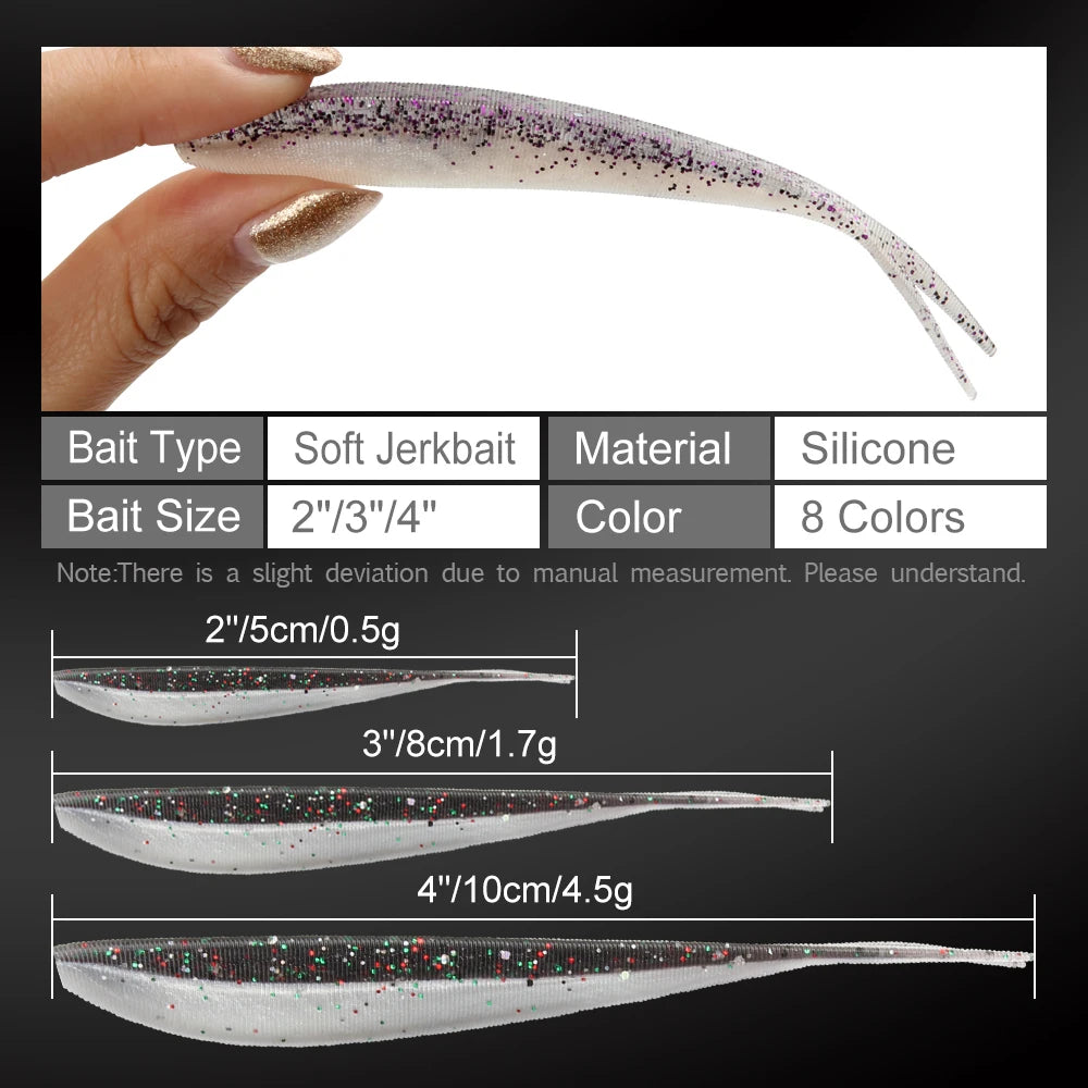 Spinpoler 2" 3" 4" Soft Fishing Lures Jerk Minnow Shad Drop Shot Soft Bait Swimbait Split Tail for Bass Trout Pike Walleye Pesca