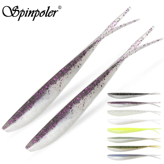 Spinpoler 2" 3" 4" Soft Fishing Lures Jerk Minnow Shad Drop Shot Soft Bait Swimbait Split Tail for Bass Trout Pike Walleye Pesca