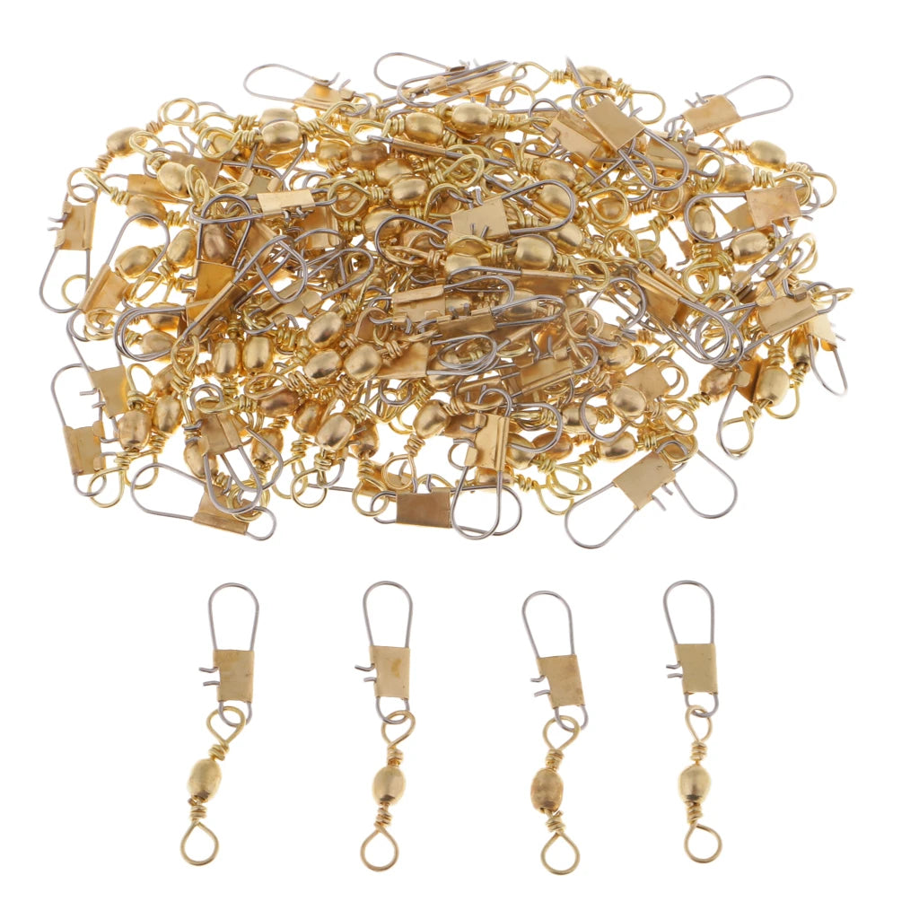 50pcs/pack Fishing Line Sinker Slides Hook Shank Clip Connectors Fishing Swivels /M/L Golden Fishing Accessories