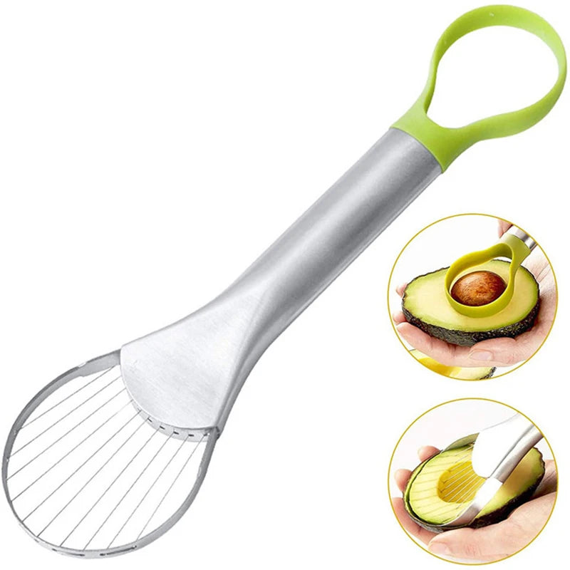 Avocado Slicer 2 In 1 Stainless Steel Avocado Cutter Peeler Knife Pitaya Kiwi Slicer Peeler Kitchen Gadget Fruit Vegetable Tools