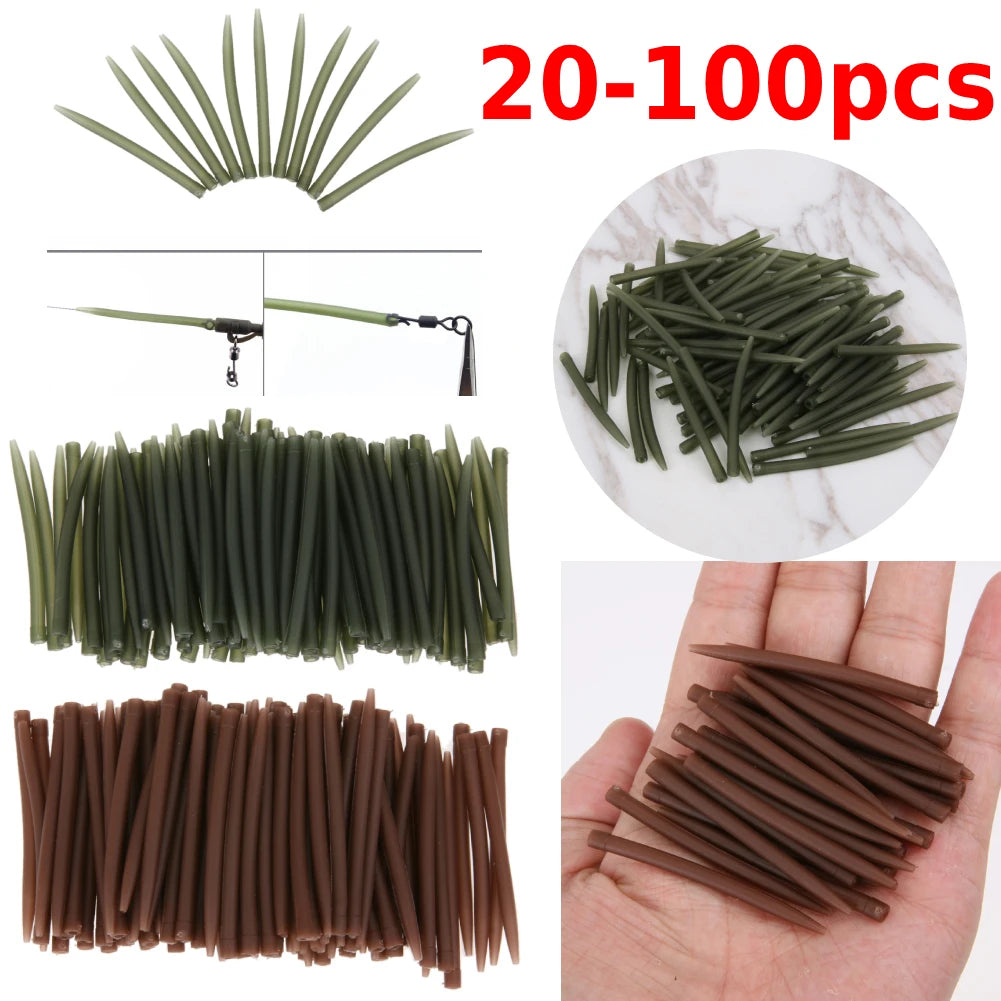 20-180pcs Terminal Carp Fishing Anti Tangle Sleeves Connect with Fishing Hook Rubber Tip Tube Positioner Terminal Fishing Tackle